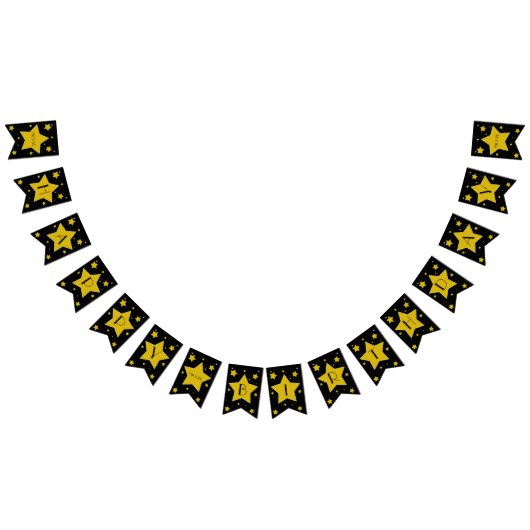 Filmster Verjaardag Zwart en gouden sterren Vlaggetjes (Alle)