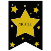 Filmster Verjaardag Zwart en gouden sterren Vlaggetjes (Eerste vlag)