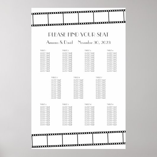 Filmsterren Filmstrook Trouw Zittijd Chart Poster (Voorkant)