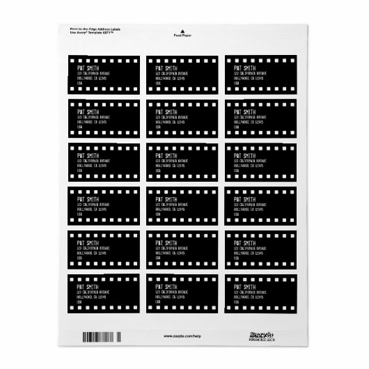 Filmstrip aangepaste Adresetiketten Etiket (Full Sheet)