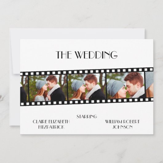 Filmstrip Foto Collage Weddenschap Save The Date (Voorkant)