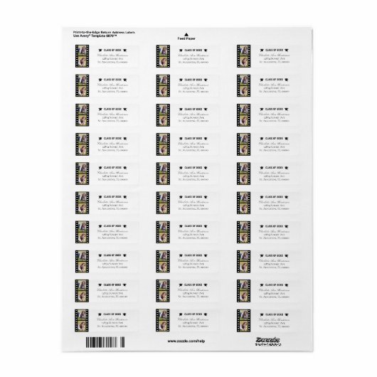 Filmstrip Fotocollage Afstuderen Adres Etiket (Full Sheet)