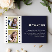 Filmstrip Fotocollage Afstuderen Blauw Dank u Bedankkaart