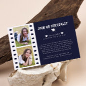 Filmstrip Fotocollage Afstuderen | Blauw Informatiekaartje