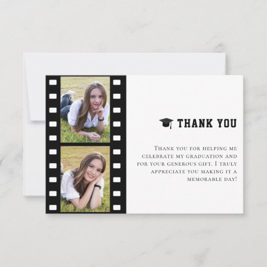 Filmstrip Fotocollage Afstuderen Dank u Bedankkaart (Voorkant)