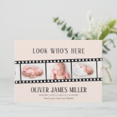 Filmstrip Fotocollage Geboorte Aankondiging (Staand voorkant)