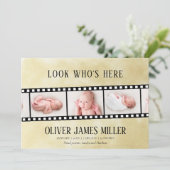 Filmstrip Fotocollage Geboorte Aankondiging (Staand voorkant)