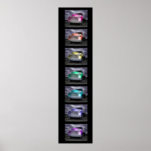Filmstrip regenboog  chevy pick-up poster (Voorkant)