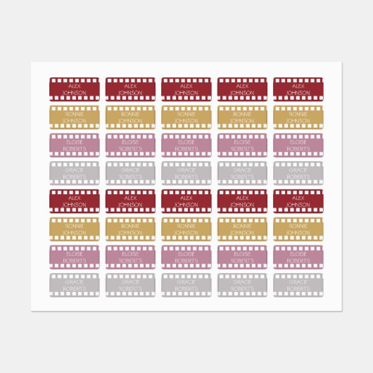 Filmstrip Roze kleurgecodeerde wasnaam Labels (Vel)
