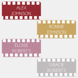 Filmstrip Ruby Roze Kleur Gecodeerde Kleding Naam Labels