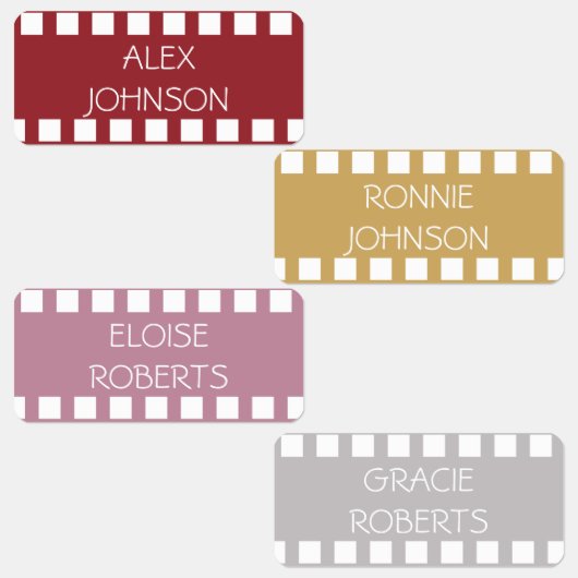 Filmstrip Ruby Roze Kleur Gecodeerde Kleding Naam Labels (Groep)