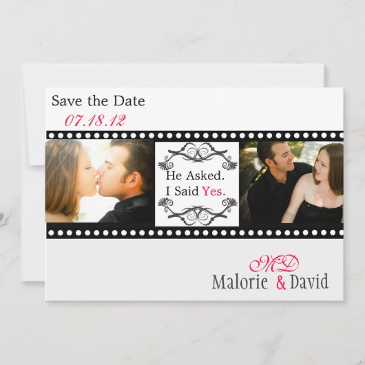 Filmstrip Sla de datumkaart op Save The Date (Voorkant)