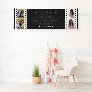 Filmstrip Vier foto collage Afstuderen Black Spandoek