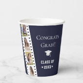 Filmstrip Vier foto collage Afstuderen | Blauw Papieren Bekers (Achterkant)