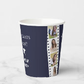 Filmstrip Vier foto collage Afstuderen | Blauw Papieren Bekers (Links)
