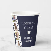 Filmstrip Vier foto collage Afstuderen | Blauw Papieren Bekers (Voorkant)