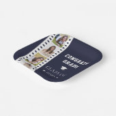 Filmstrip Vier foto collage Afstuderen | Blauw Papieren Bordje (Gebogen)