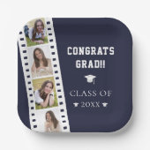 Filmstrip Vier foto collage Afstuderen | Blauw Papieren Bordje (Voorkant)