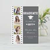 Filmstrip Vier foto collage Afstuderen | Gray Kaart (Staand voorkant)
