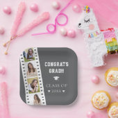 Filmstrip Vier foto collage Afstuderen | Gray Papieren Bordje (Feest)