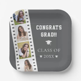 Filmstrip Vier foto collage Afstuderen | Gray Papieren Bordje