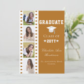 Filmstrip Vier foto collage Afstuderen | Orange Kaart (Staand voorkant)