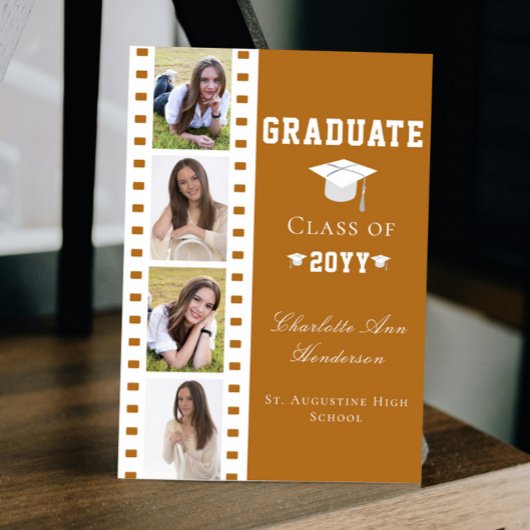 Filmstrip Vier foto collage Afstuderen | Orange Kaart