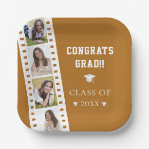 Filmstrip Vier foto collage Afstuderen Orange Papieren Bordje