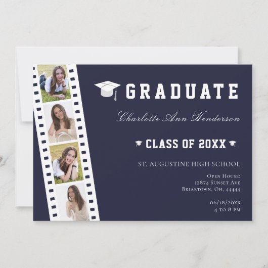 Filmstrip Vier Fotocollage Open Huis | Blauw Kaart (Voorkant)