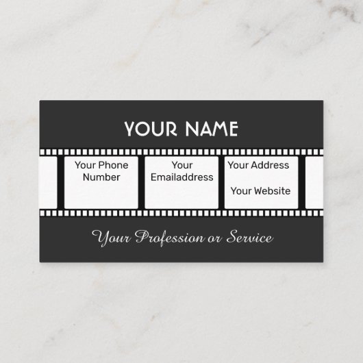 Filmstrip voor filmmakers en videografen visitekaartje (Achterkant)