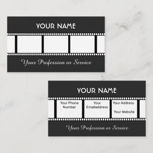 Filmstrip voor filmmakers en videografen visitekaartje (Voorkant / Achterkant)