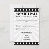 Filmstrip zwart-wit bruiloft RSVP kaartje (Voorkant)
