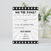 Filmstrip zwart-wit bruiloft RSVP kaartje (Staand voorkant)