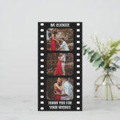 Filmstrip Zwart-wit Cinema bruiloft Bedankkaart (Staand voorkant)