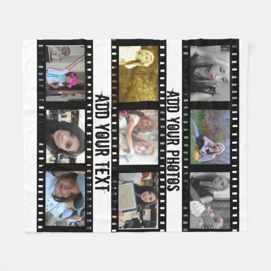 Filmstrips 9 Fotoframes Fleece Blanket Deken (Voorkant (Horizontaal))