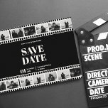 Filmstrips Funny Photo Collage bewaart de datum Kaart<br><div class="desc">Het leven is een film en je liefdesverhaal ook! Maak kennis met onze unieke en stijlvolle "Save the Date"-kaarten, geïnspireerd door de magie van films. Deze kaarten voorzien van een filmstripontwerp op de bovenkant en de bodem, die u toestaan om met uw eigen persoonlijke foto's in te vullen. De perfecte...</div>