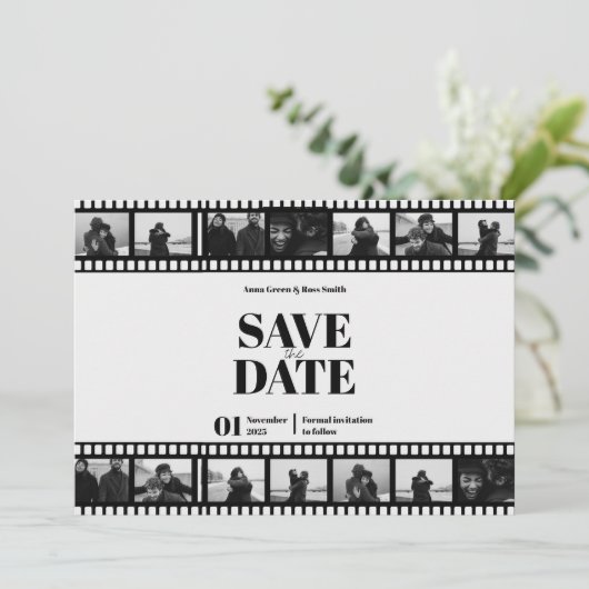 Filmstrips Funny Photo Collage bewaart de datum Kaart (Staand voorkant)