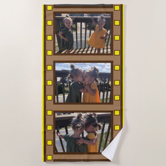 Filmstrips met meerdere foto's, geel strandlaken (Voorkant)