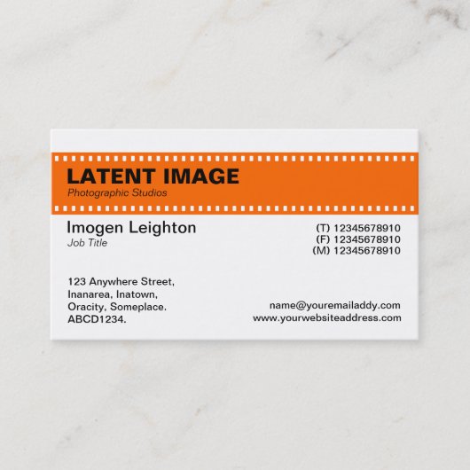 Filmstrips - Oranje en wit Visitekaartje (Voorkant)