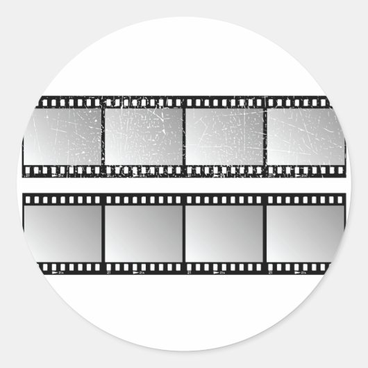 Filmstroken Frames Zwart en Wit Ronde Sticker (Voorkant)
