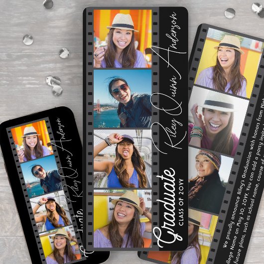 Filmstrook Collage Fotohokje Snapshots Afstuderen Aankondiging