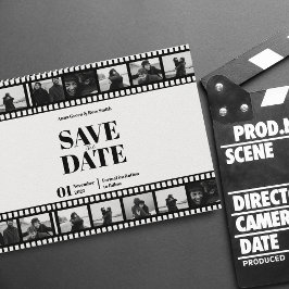 Filmstrook Grappige Fotocollage Save The Date Kaart