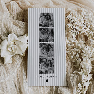 Filmstrook Grijze Gestreepte Fotohokje Familie Feestdagenkaart