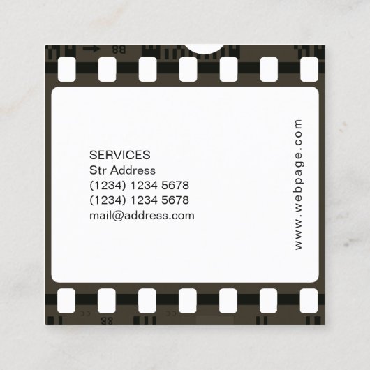 Filmtape negatief lijst vierkante visitekaartje (Achterkant)