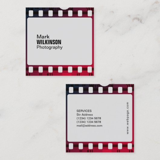 Filmtape negatief lijst vierkante visitekaartje (Voorkant / Achterkant)