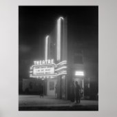Filmtheater bij nacht, Greensboro, Georgia 1940 Poster (Voorkant)
