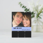 Filmtheater Foto Opslaan Datum Briefkaart Blauw (Staand voorkant)