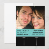 Filmtheater Foto Save the Date Invite, Aqua (Voorkant / Achterkant)