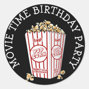 Filmtheater Party Popcorn Stickers