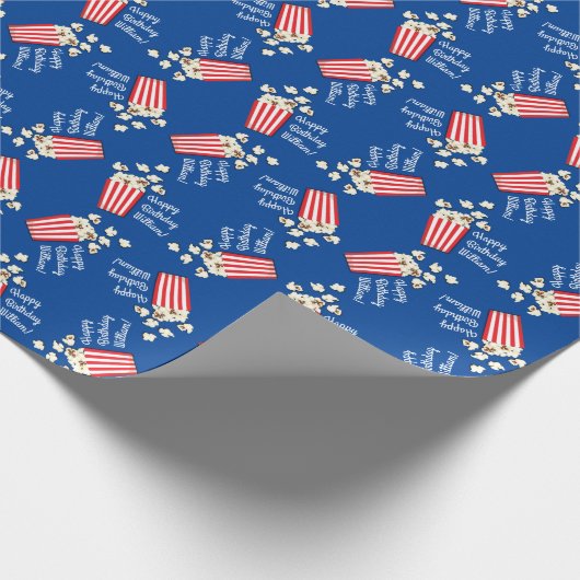Filmtheater Popcorn Birthday Party Cadeaupapier (Hoek)